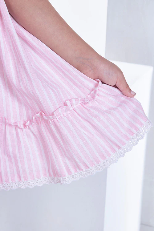 Soleilclo "Pink Paradise" Sleeveless Hand Embroidered Cotton Dress - Image 3