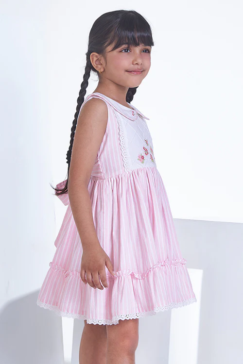 Soleilclo "Pink Paradise" Sleeveless Hand Embroidered Cotton Dress - Image 5