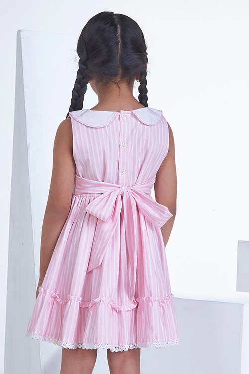 Soleilclo "Pink Paradise" Sleeveless Hand Embroidered Cotton Dress - Image 6