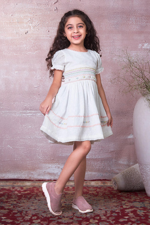 Soleilclo "Spring Fling" Hand Smocked Cotton Dress
