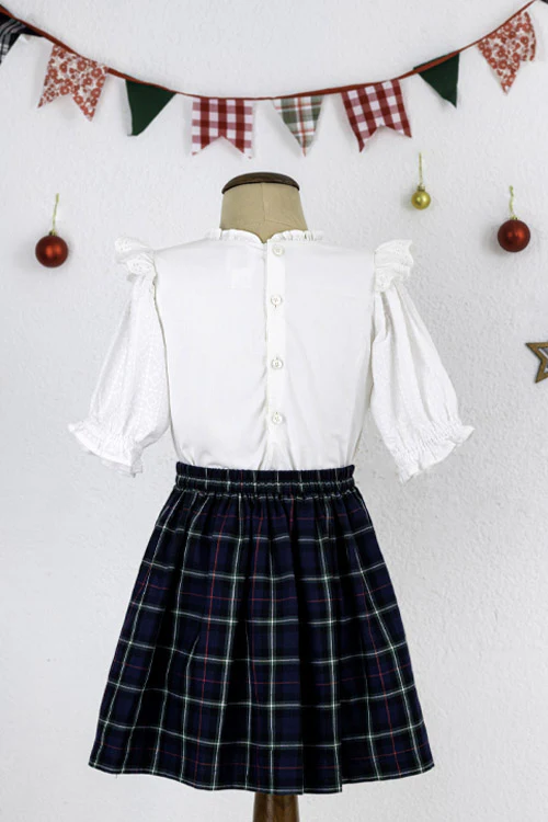 Soleilclo Tartan Skirt And Blouse Set - Image 7
