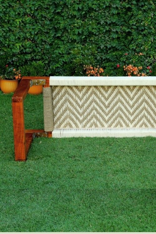 Sirohi Sona Cotton & Jute Wooden Bench - Image 2