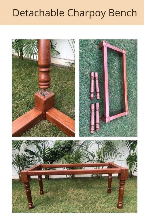Sirohi Sona Cotton & Jute Wooden Bench - Image 5