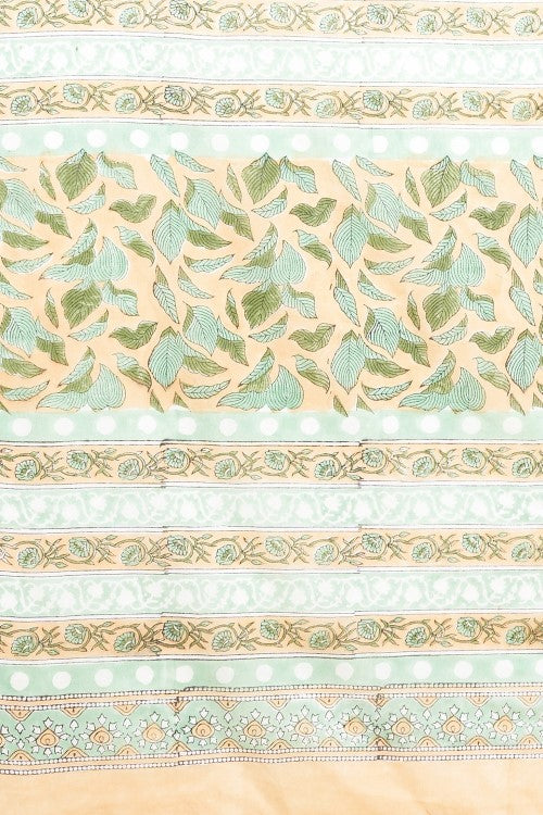 Sooti Syahi "Autumnal Peach'' Block Printed Cotton Saree - Image 2
