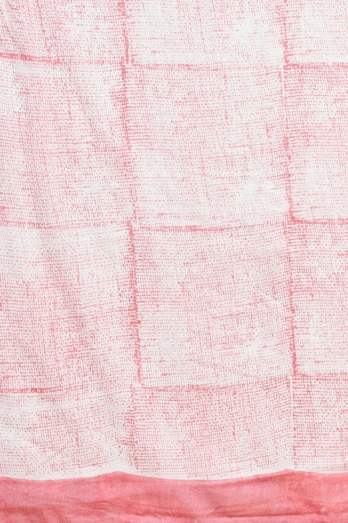 Sooti Syahi " Candy Pink Stripes'' Block Printed Cotton Saree - Image 7