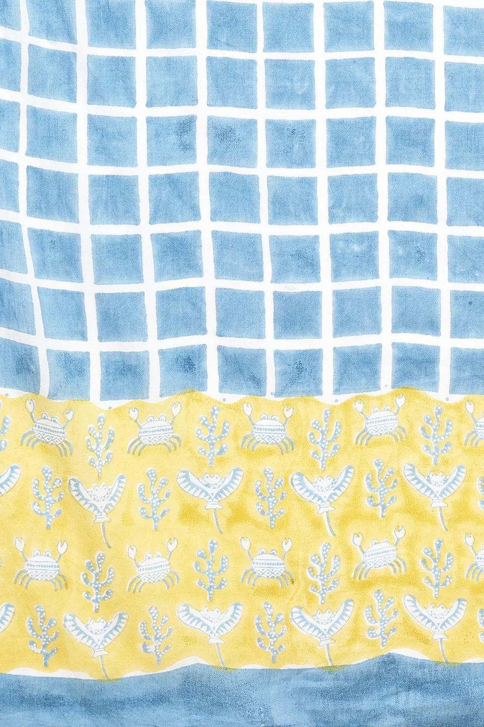 Sooti Syahi "Crab In Yellow" Block Printed Cotton Saree - Image 3