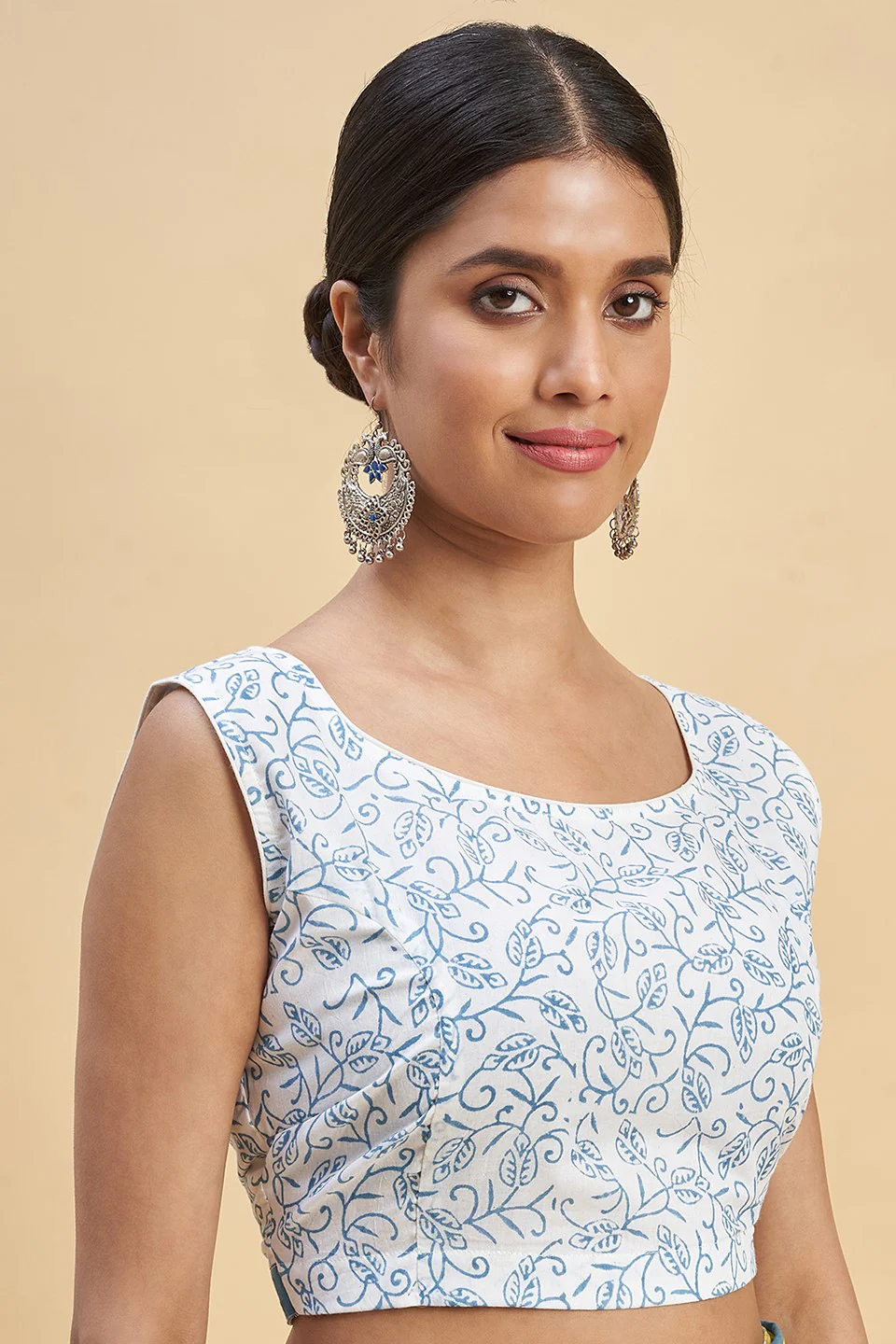 Sooti Syahi "Crab In Yellow" Block Printed Cotton Saree - Image 7