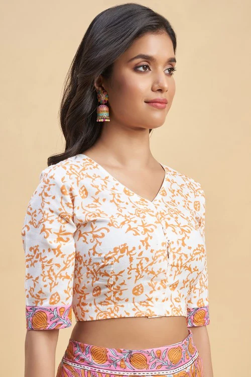Sooti Syahi "Daffodil Pink" Handblock Print Mul Cotton Saree - Image 6