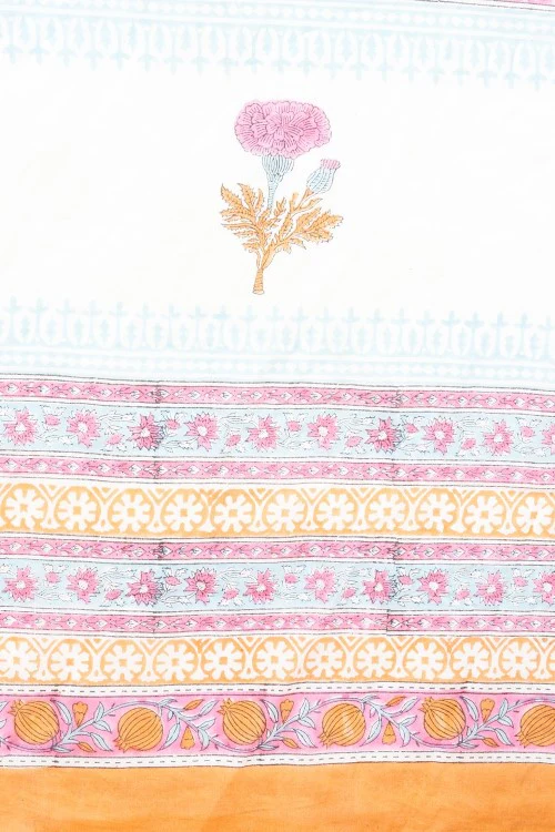 Sooti Syahi "Daffodil Pink" Handblock Print Mul Cotton Saree - Image 7
