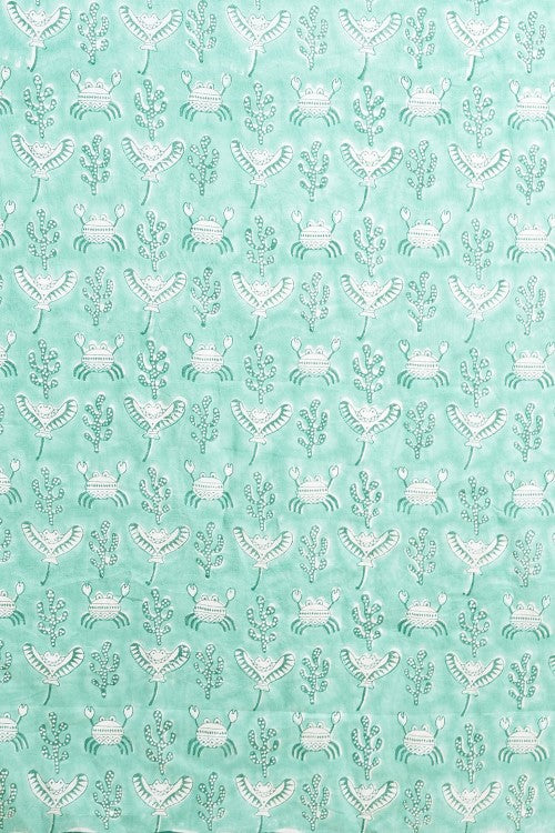 Sooti Syahi "Fiddler Green Crab'' Block Printed Cotton Saree - Image 7