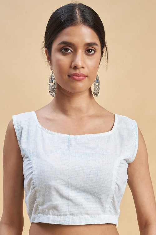Sooti Syahi "Fiddler Orange Crab'' Block Printed Cotton Saree - Image 6