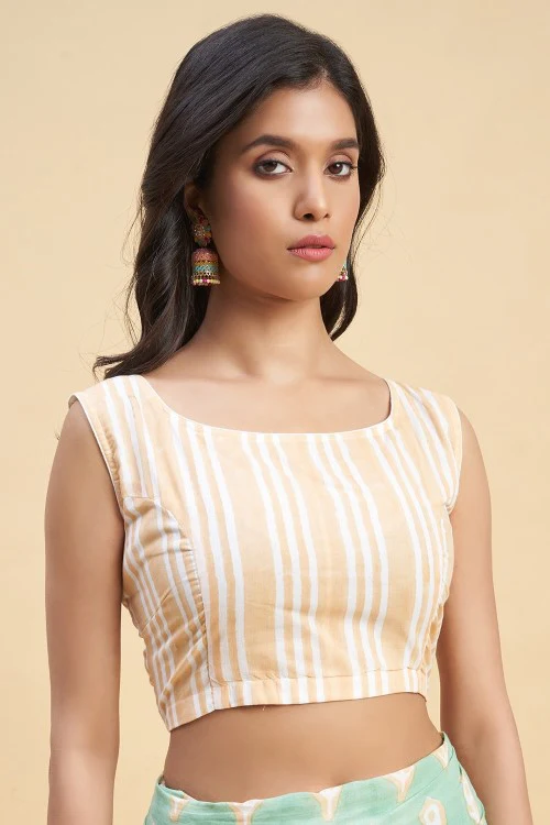 Sooti Syahi "Mandevilla Piast" Handblock Print Mul Cotton Saree - Image 6