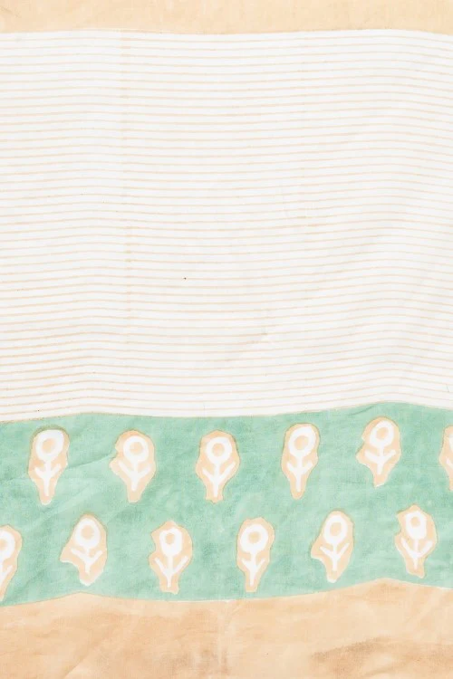Sooti Syahi "Mandevilla Piast" Handblock Print Mul Cotton Saree - Image 7
