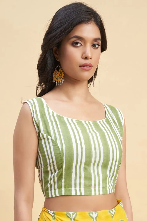Sooti Syahi "Mandevilla Yellow" Handblock Print Mul Cotton Saree - Image 6