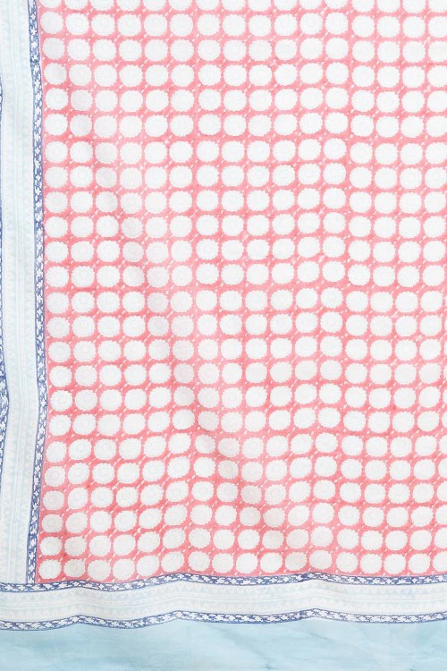 Sooti Syahi "Ocean Pearls'' Block Printed Cotton Saree - Image 7