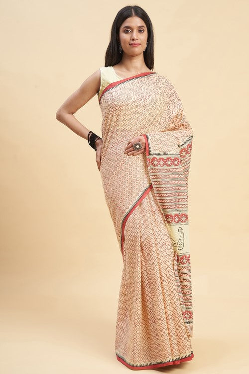 Sooti Syahi "Robusta" Handblock Print Mul Cotton Saree - Image 2