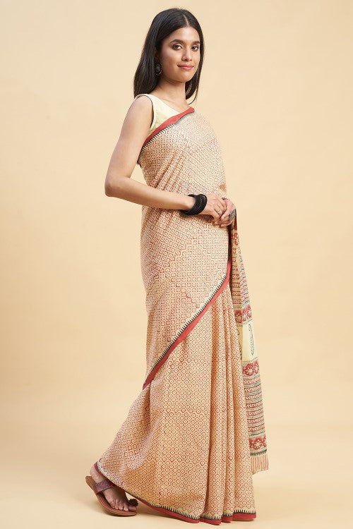 Sooti Syahi "Robusta" Handblock Print Mul Cotton Saree - Image 4