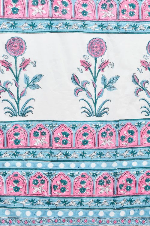 Sooti Syahi "Zinna Pink" Handblock Print Mul Cotton Saree - Image 7