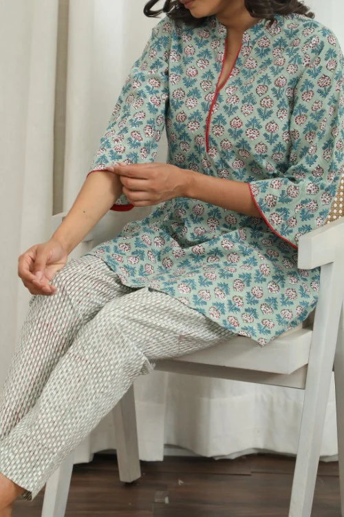 Sootisyahi ' Blossomix ' Hand Block Printed Co-Ord Set - Image 2
