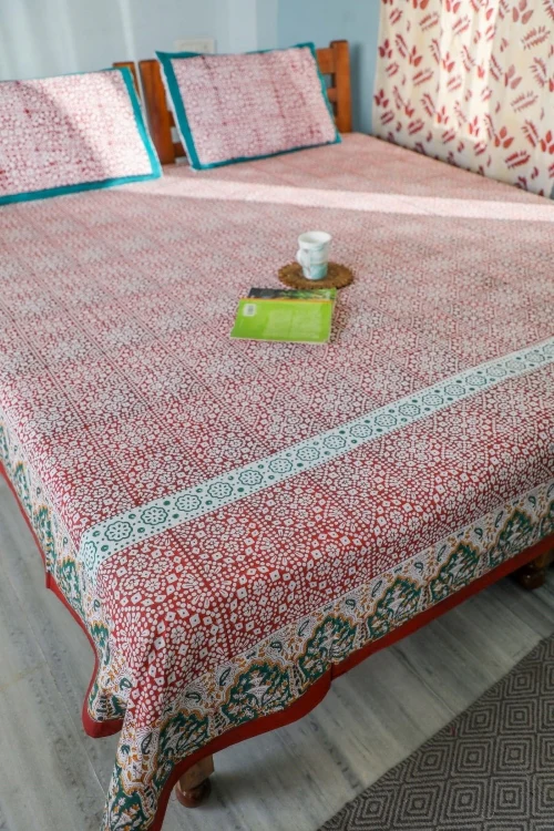 Sootisyahi 'Conventional Treasure' Handblock Printed Cotton Bedsheet - Image 3