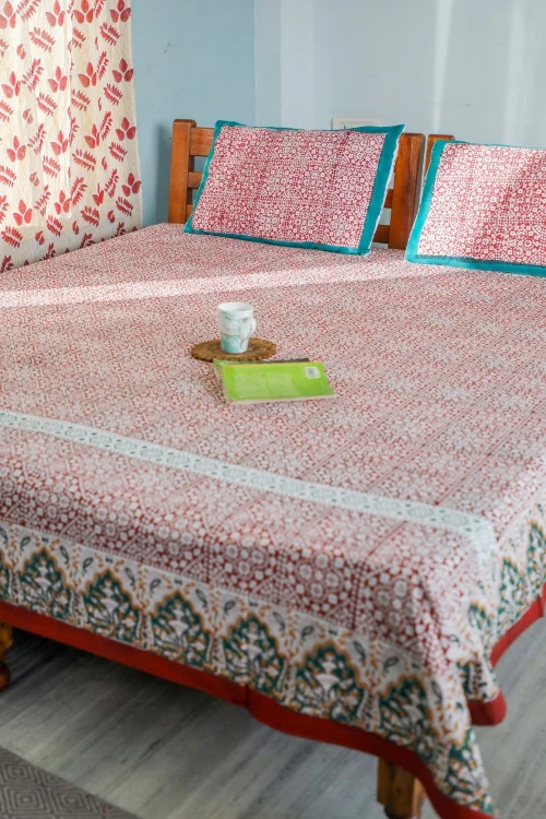 Sootisyahi 'Conventional Treasure' Handblock Printed Cotton Bedsheet - Image 4