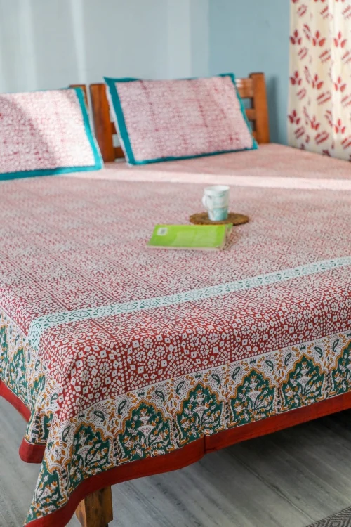 Sootisyahi 'Conventional Treasure' Handblock Printed Cotton Bedsheet - Image 5