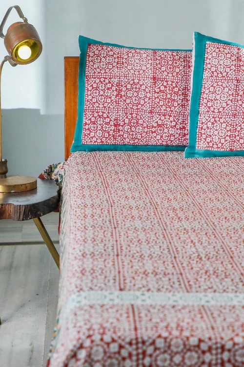 Sootisyahi 'Conventional Treasure' Handblock Printed Cotton Bedsheet - Image 6
