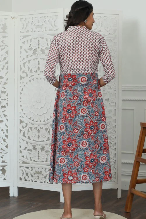 Sootisyahi ' Daisyana ' Azofree Handblock Printed Pure Cotton Dress - Image 6