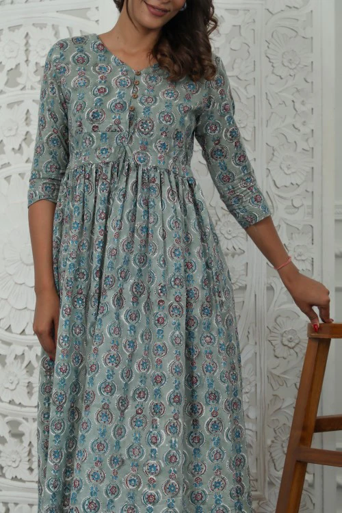 Sootisyahi 'Daphne ' Azofree Handblock Printed Pure Cotton Dress - Image 2