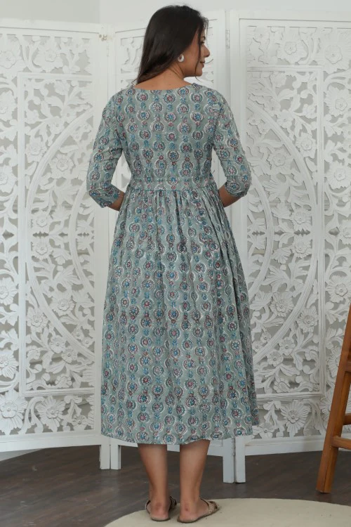 Sootisyahi 'Daphne ' Azofree Handblock Printed Pure Cotton Dress - Image 5