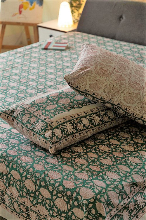 Sootisyahi 'First Blossom' Handblock Printed Cotton Bedsheet - Image 3