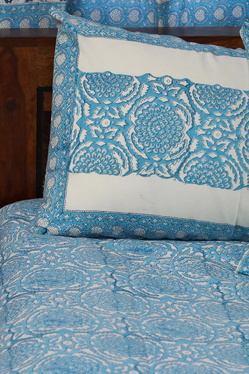 Sootisyahi 'Floral Mesh' Handblock Printed Cotton Bedsheet-3 - Image 3