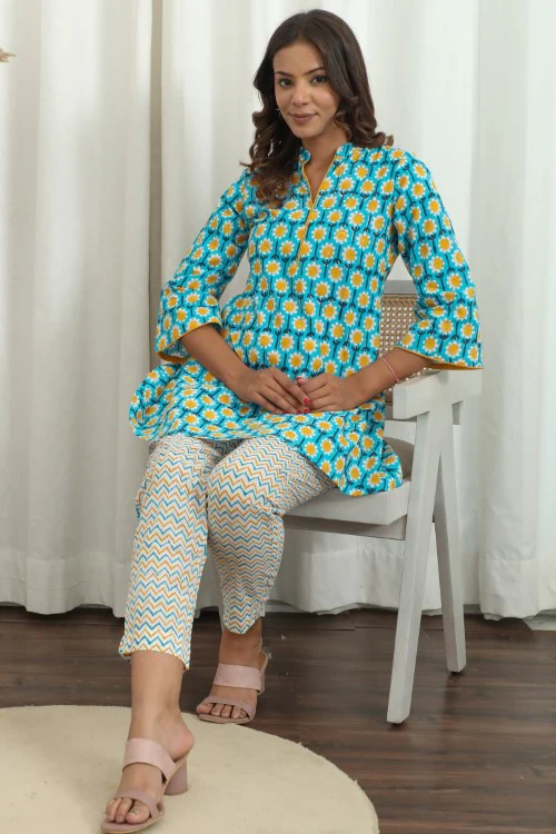 Sootisyahi ' Florixa ' Hand Block Printed Co-Ord Set - Image 8