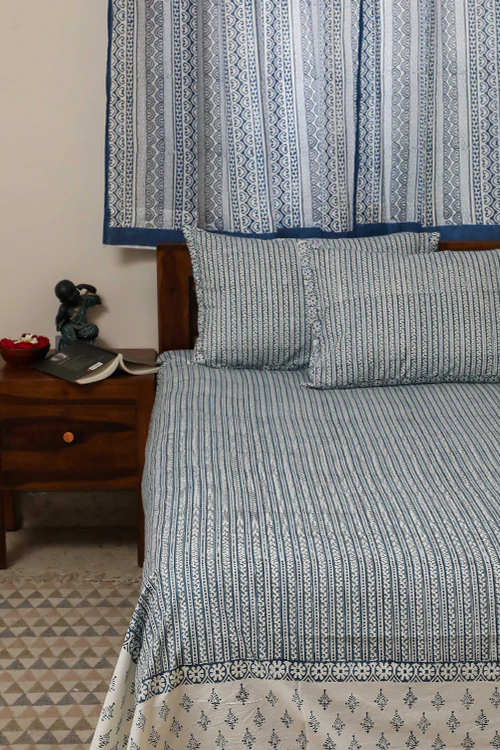 Sootisyahi 'Flowering Vibes' Handblock Printed Cotton Bedsheet-5 - Image 3