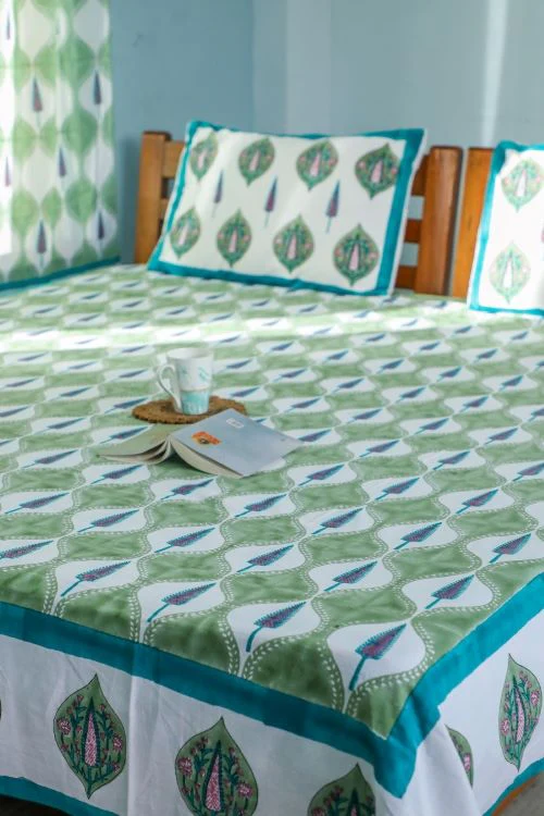 Sootisyahi 'Four Seasons' Handblock Printed Cotton Bedsheet - Image 3