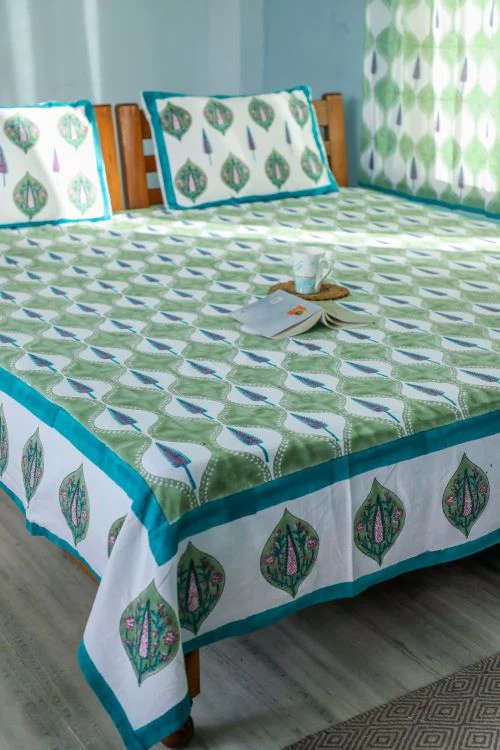 Sootisyahi 'Four Seasons' Handblock Printed Cotton Bedsheet - Image 4