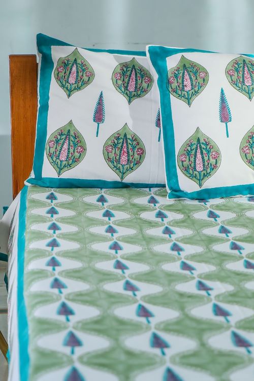 Sootisyahi 'Four Seasons' Handblock Printed Cotton Bedsheet - Image 6