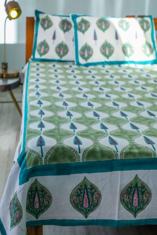 Sootisyahi 'Four Seasons' Handblock Printed Cotton Bedsheet - Image 7