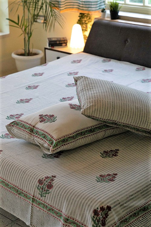 Sootisyahi 'Garden Climbers' Handblock Printed Cotton Bedsheet - Image 3