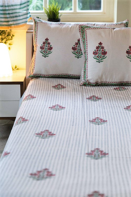 Sootisyahi 'Garden Climbers' Handblock Printed Cotton Bedsheet - Image 4