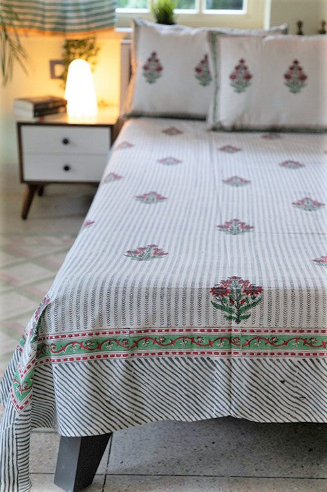 Sootisyahi 'Garden Climbers' Handblock Printed Cotton Bedsheet - Image 5