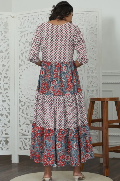 Sootisyahi ' Garden Of Dreams ' Azofree Handblock Printed Pure Cotton Dress - Image 6