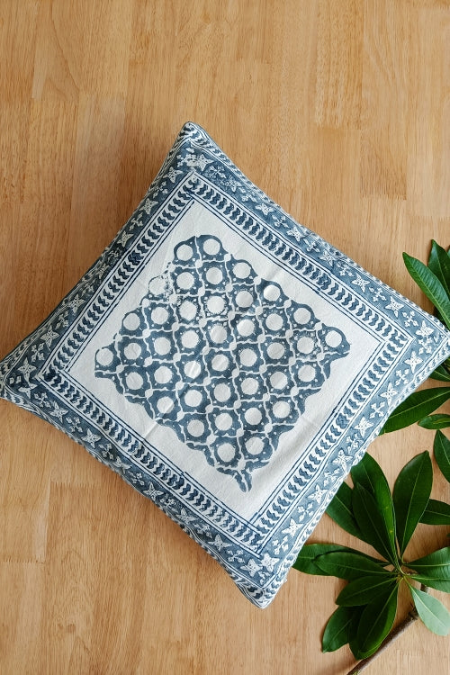 SootiSyahi 'Geometric era' Hand Printed Cotton Cushion Set Of Two - Image 2