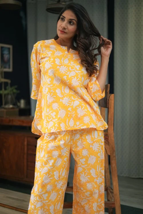 Sootisyahi 'Golden Dreams' Handblock Printed Pure Cotton Night Suit - Image 6