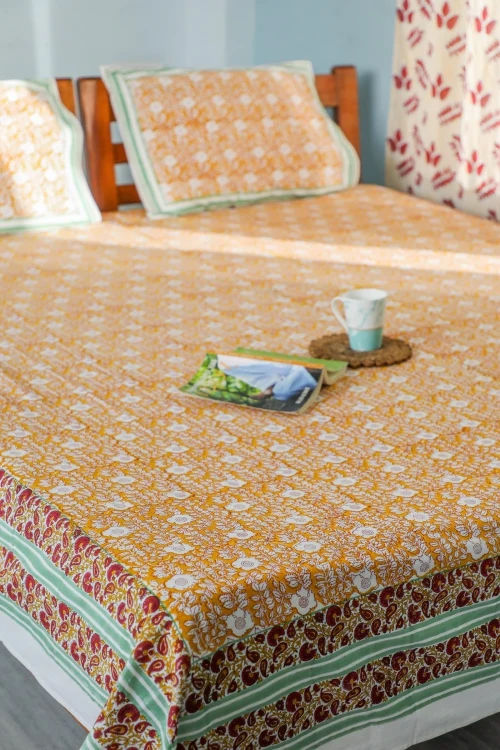 Sootisyahi 'Jungle Tales' Handblock Printed Cotton Bedsheet - Image 2
