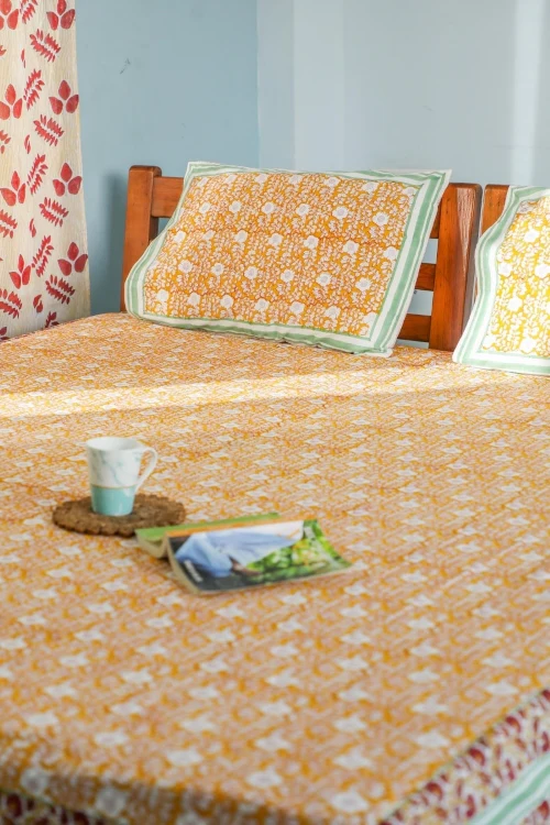Sootisyahi 'Jungle Tales' Handblock Printed Cotton Bedsheet - Image 5