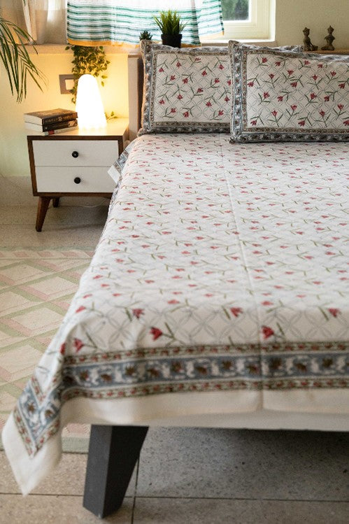 Sootisyahi 'Lily Liberty' Handblock Printed Cotton Bedsheet - Image 2
