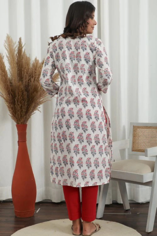 Sootisyahi ' Morning Dew ' Azofree Handblock Printed Pure Cotton Kurti - Image 4
