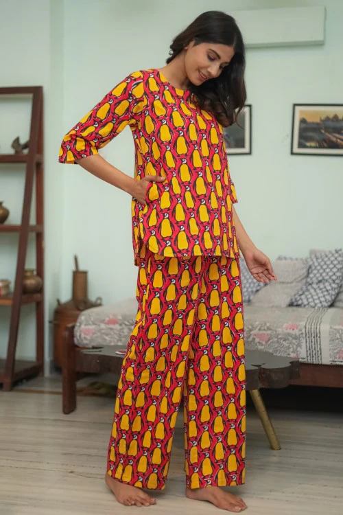 Sootisyahi 'Penguin Fiesta' Handblock Printed Pure Cotton Night Suit - Image 3