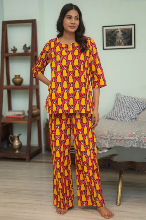 Sootisyahi 'Penguin Fiesta' Handblock Printed Pure Cotton Night Suit - Image 5